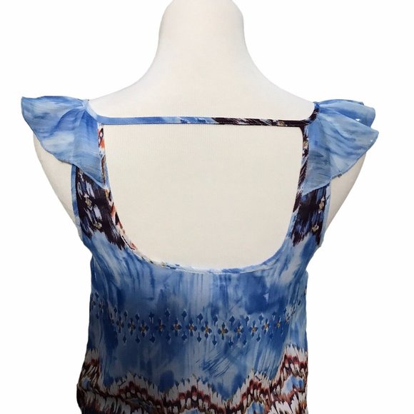 Guess Los Angeles blue blousen lined sleeveless Mini dress small women's - Picture 6 of 9